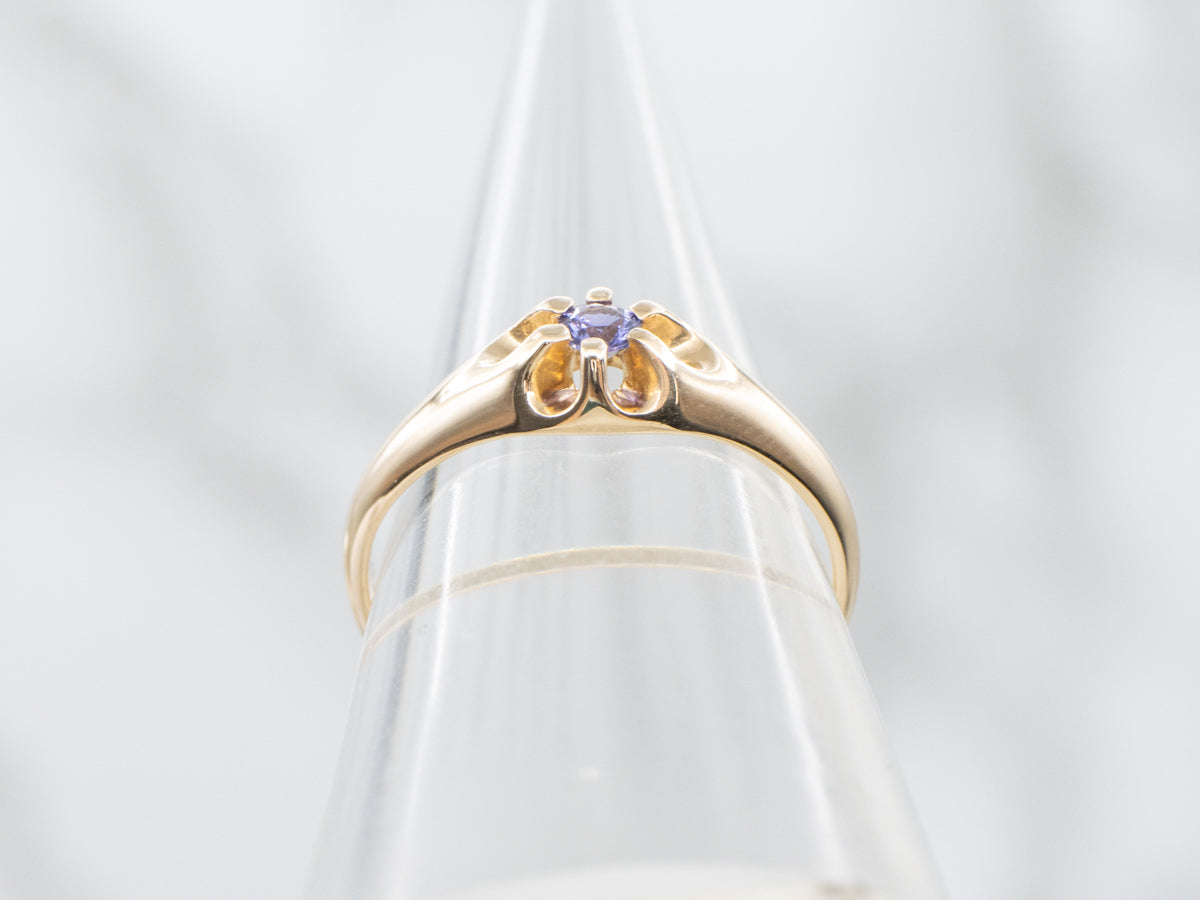 Antique Belcher-Set Purple Sapphire Solitaire Ring