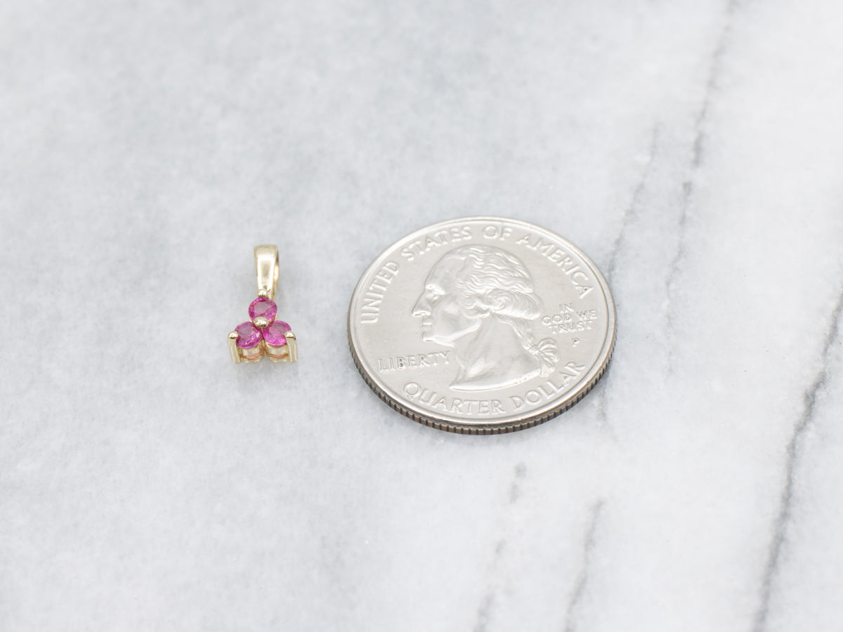 Triple Ruby Yellow Gold Pendant