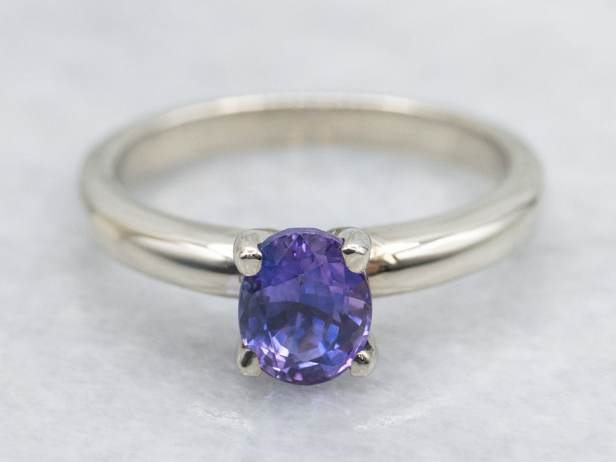 Bi-Color Sapphire White Gold Engagement Ring