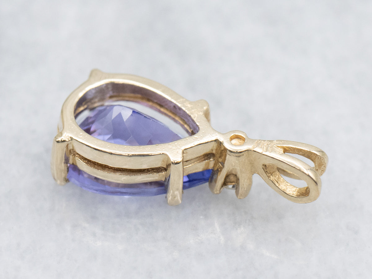 Pear-Cut Tanzanite and Diamond Gold Pendant