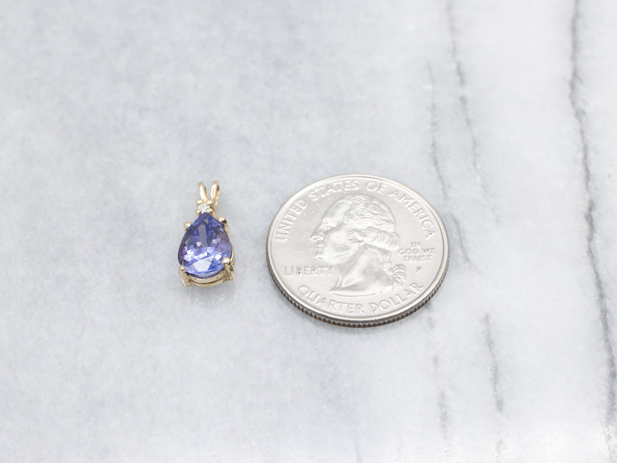 Pear-Cut Tanzanite and Diamond Gold Pendant