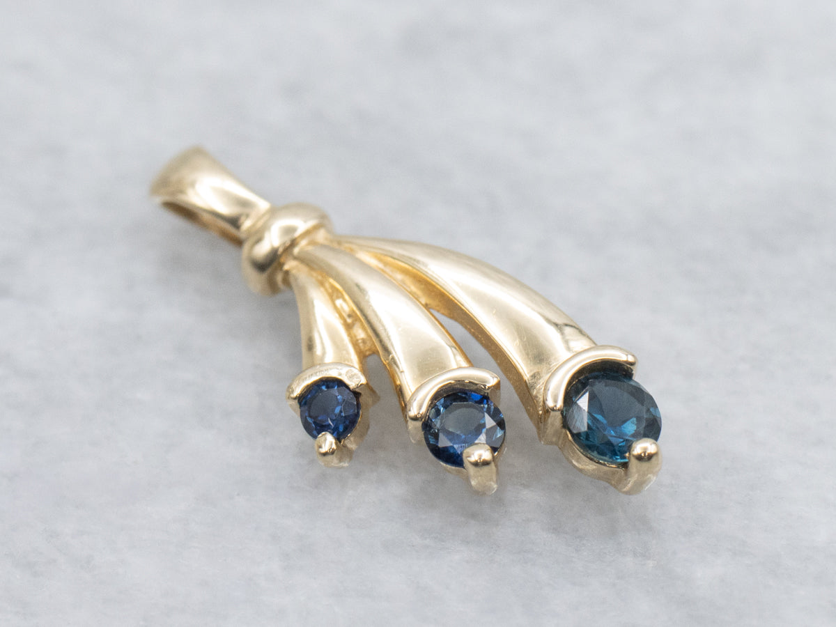 Triple Sapphire Yellow Gold Pendant