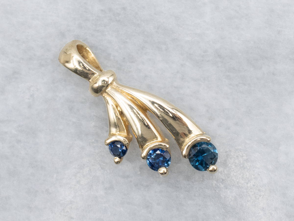 Triple Sapphire Yellow Gold Pendant
