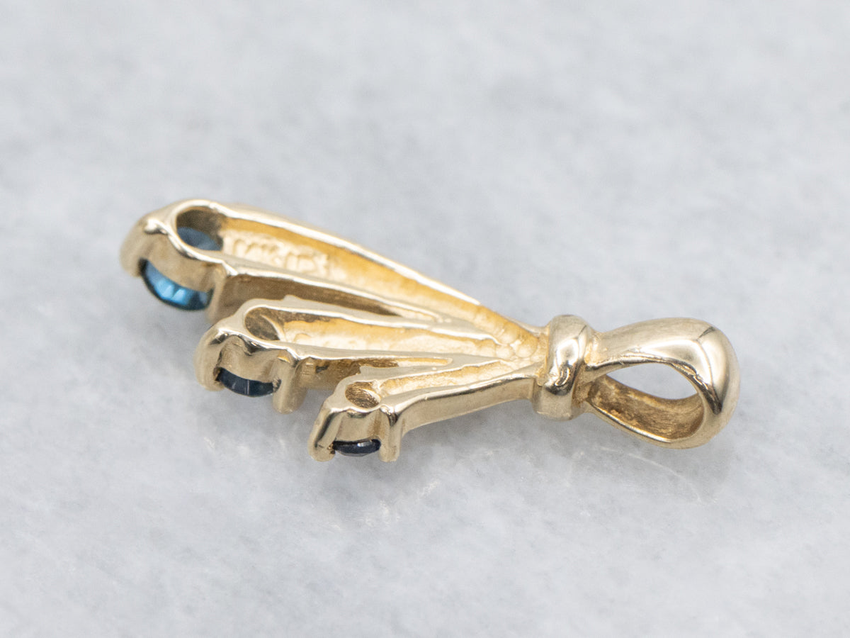 Triple Sapphire Yellow Gold Pendant