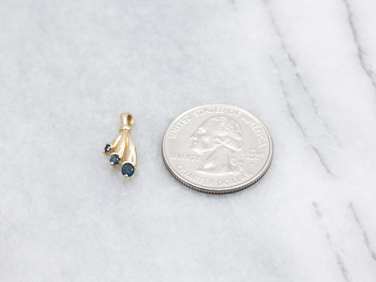 Triple Sapphire Yellow Gold Pendant