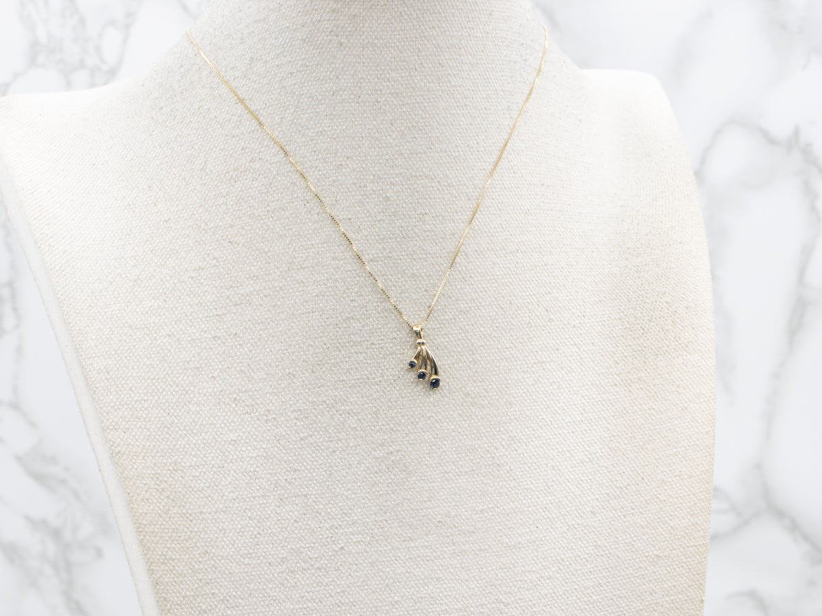 Triple Sapphire Yellow Gold Pendant