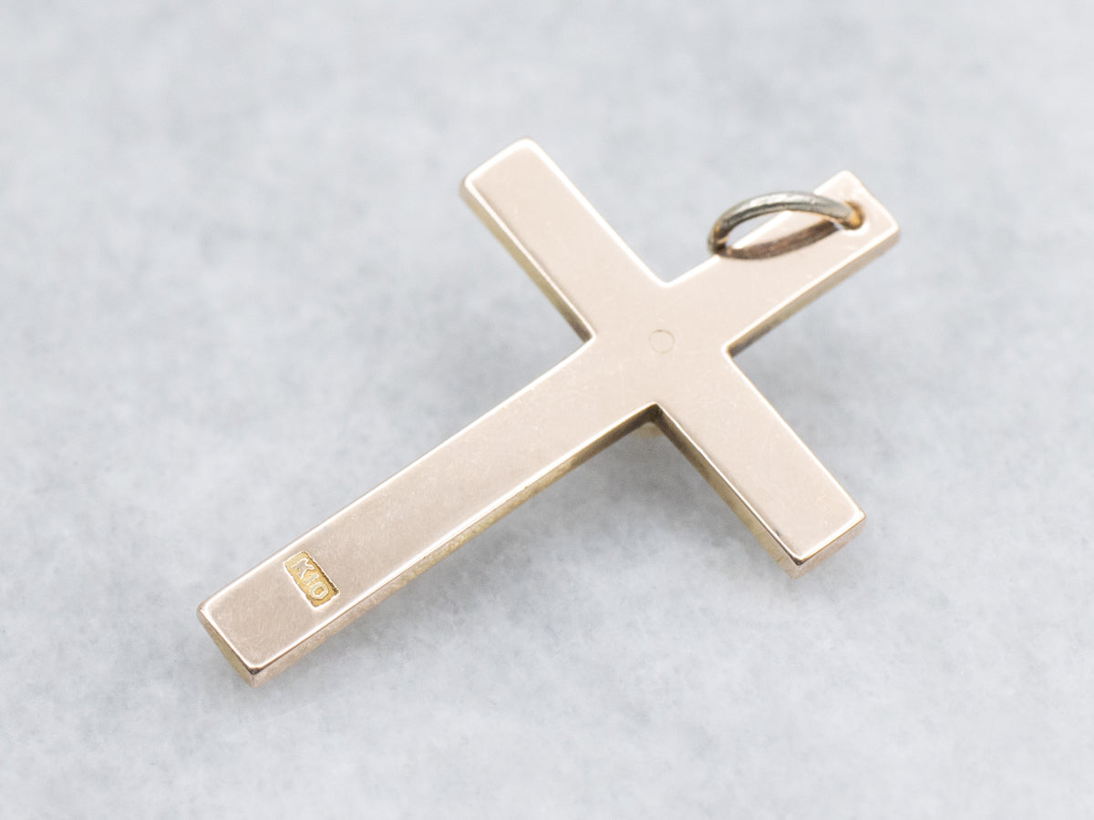Vintage Pearl Yellow Gold Cross Pendant