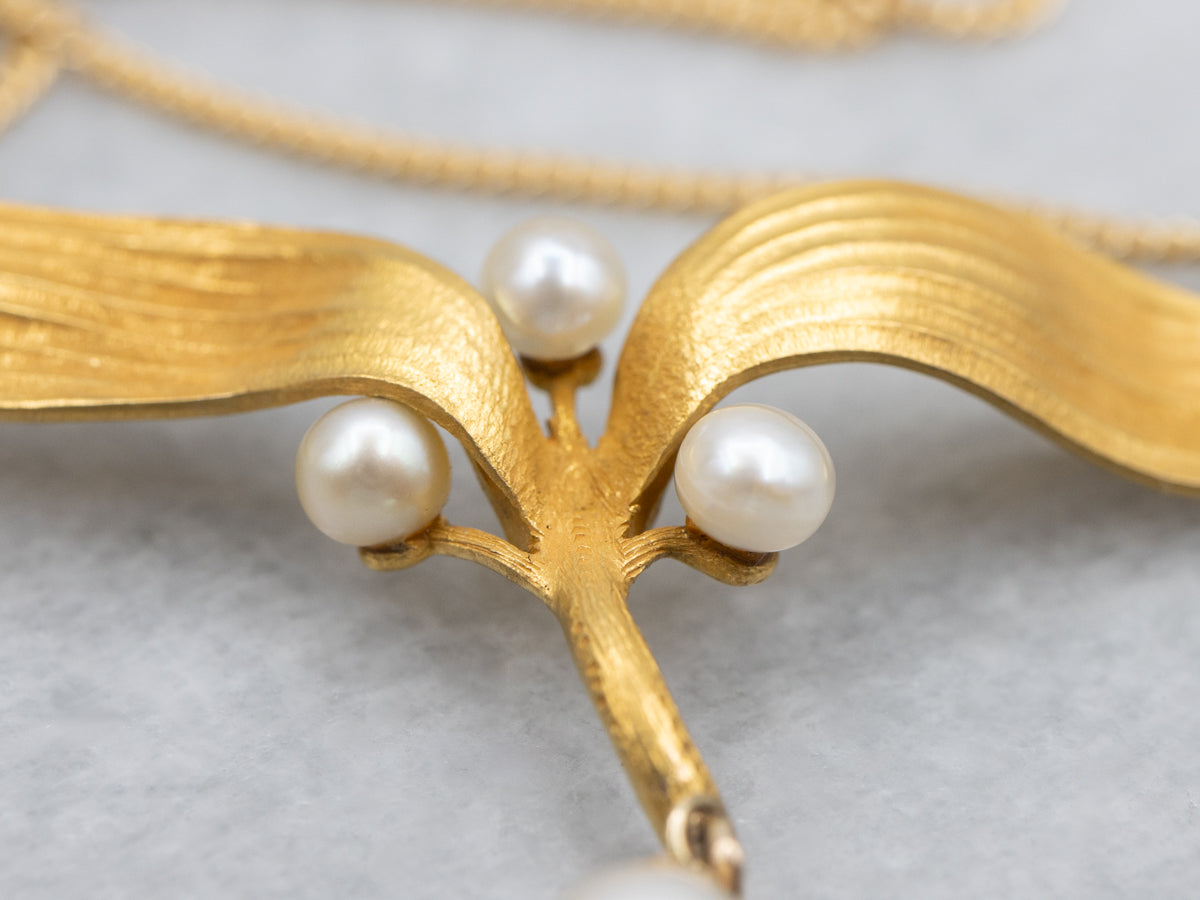 Bloomed Gold Antique Belle Époque Pearl Necklace