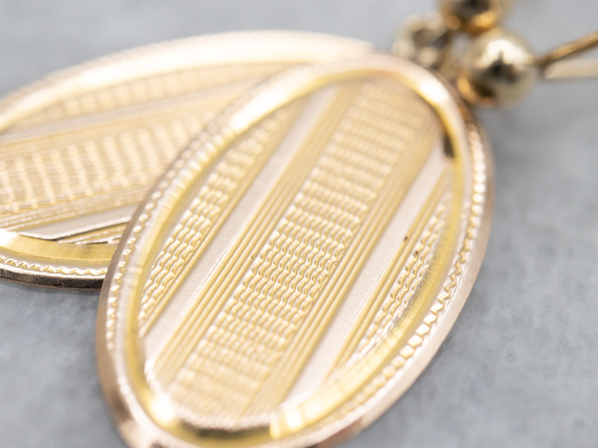 Engraved Gold Cufflink Conversion Drop Earrings