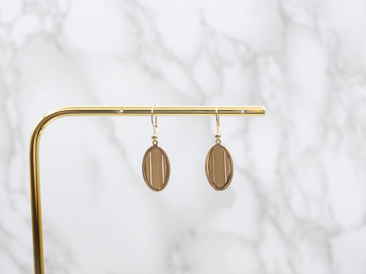 Engraved Gold Cufflink Conversion Drop Earrings