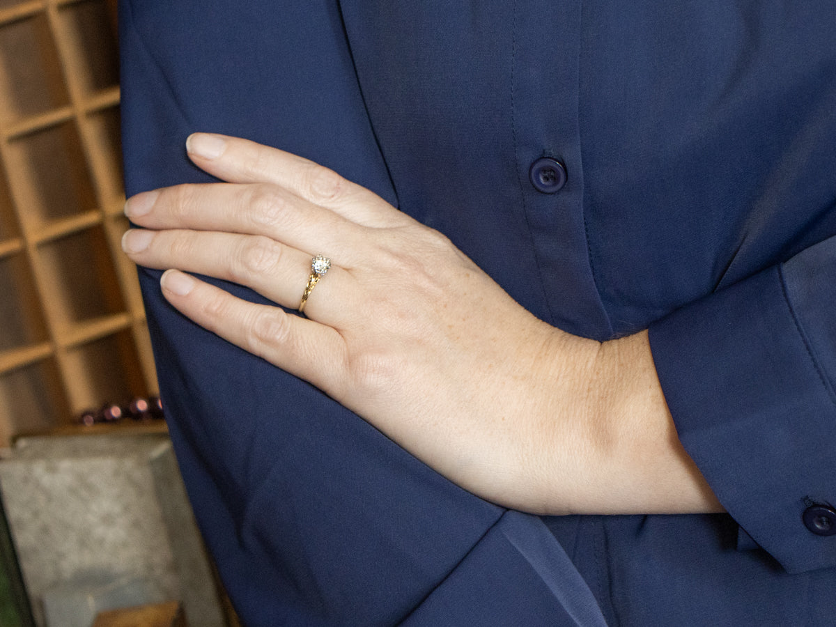 Antique Champagne Diamond Filigree Engagement Ring