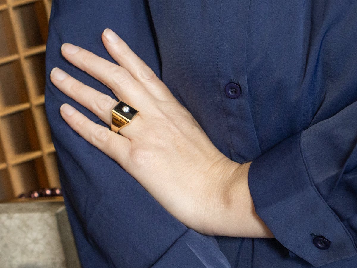 Men's Black Onyx and Diamond Statement Ring