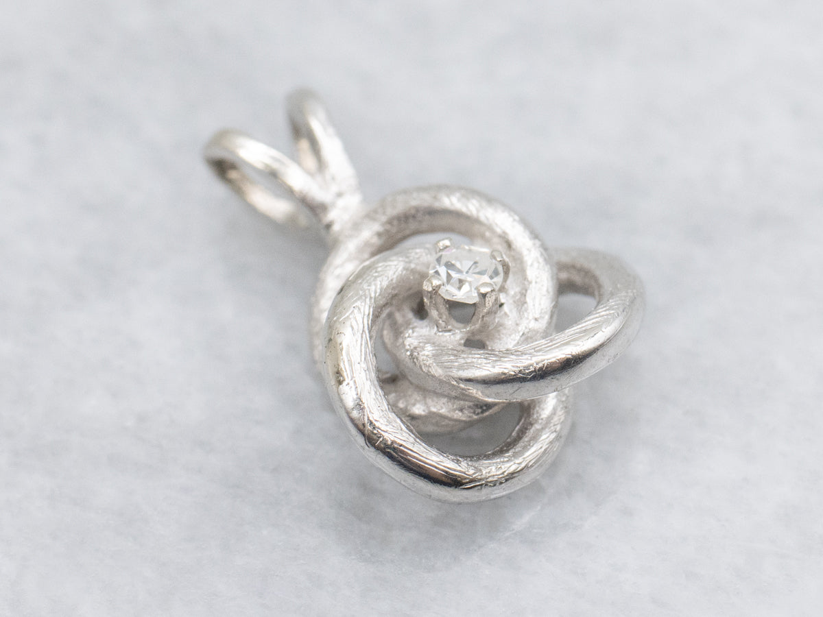 White Gold Diamond Lovers Knot Pendant
