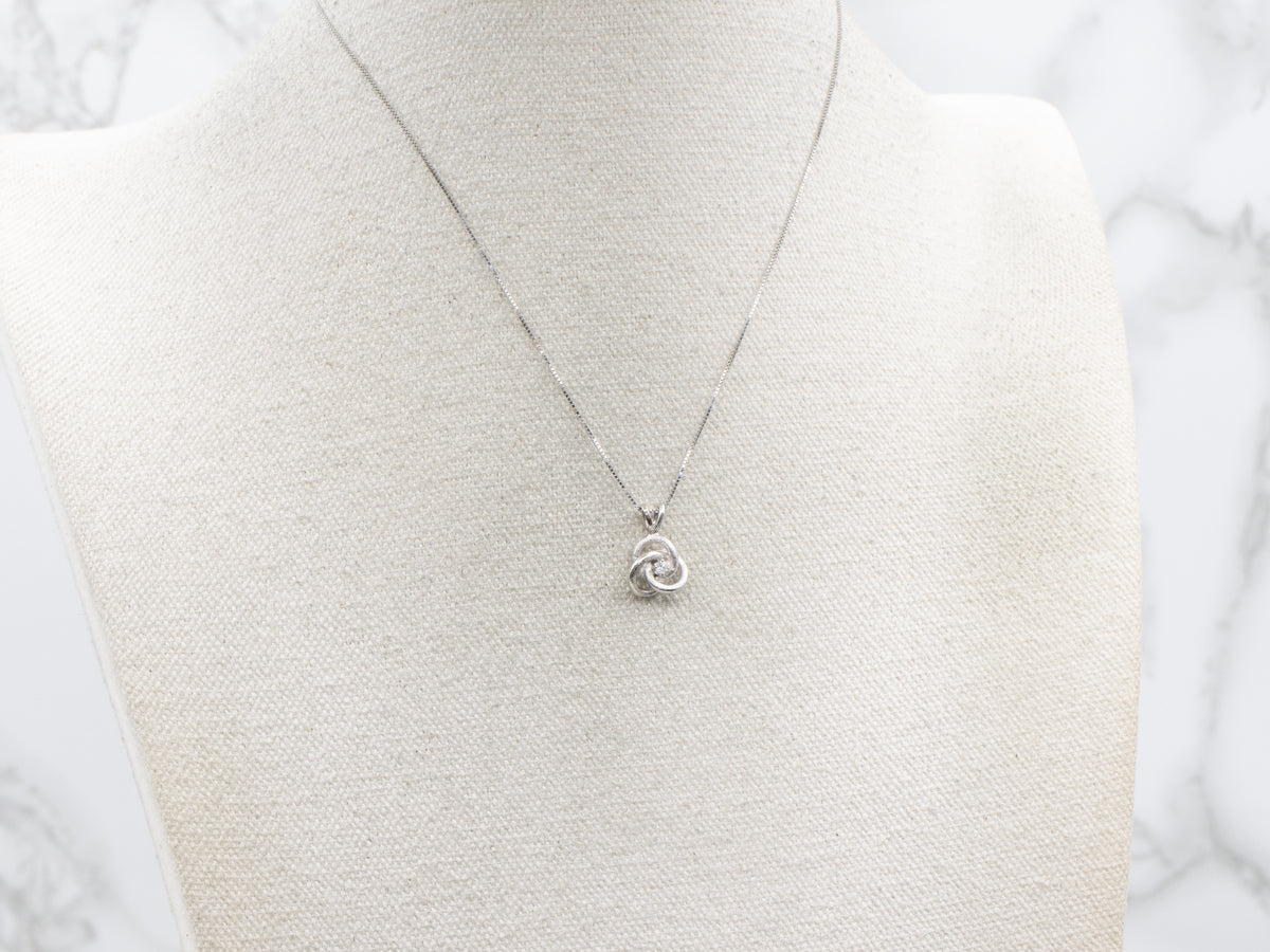 White Gold Diamond Lovers Knot Pendant