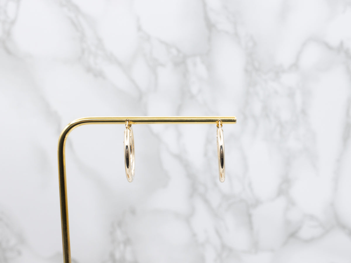 Double Tube Yellow Gold Hoop Earrings