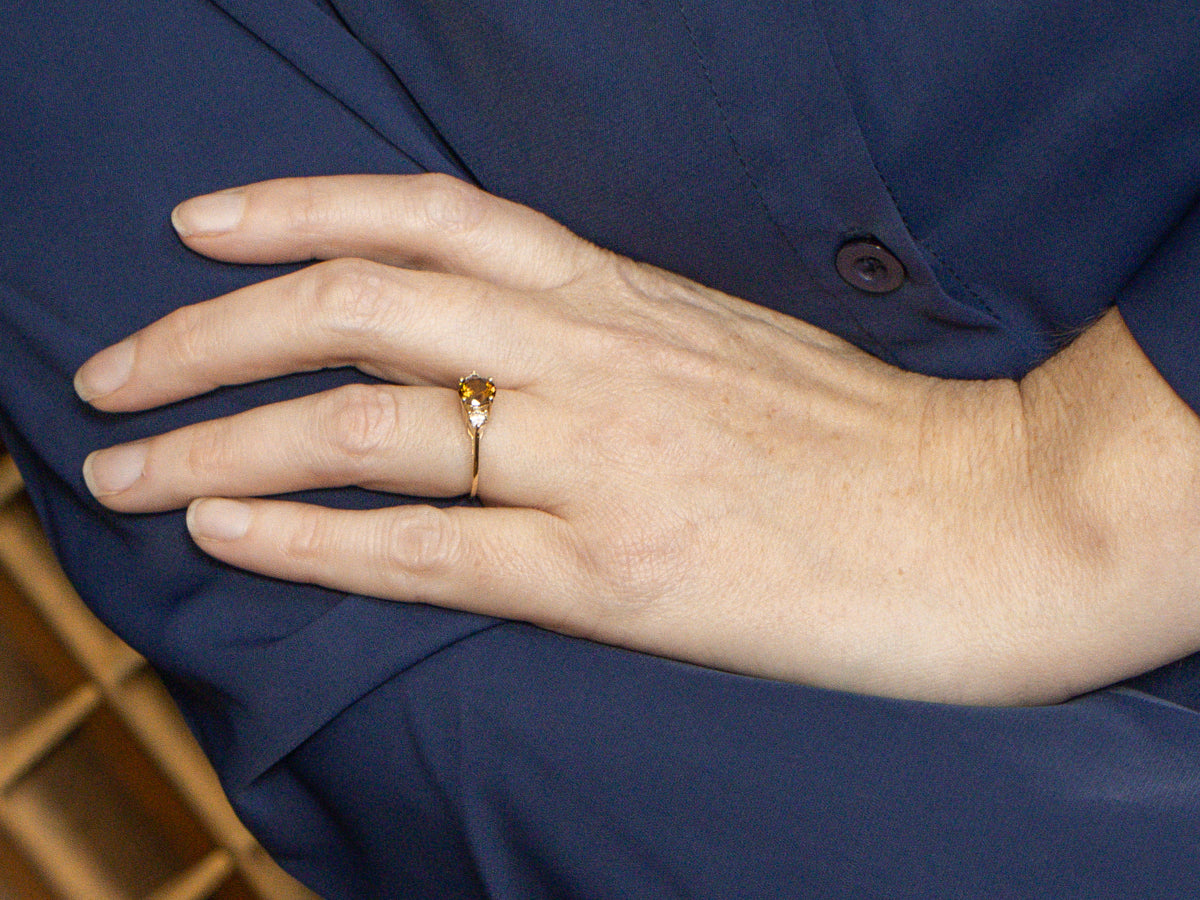 Mali Garnet and Diamond Three-Stone Ring