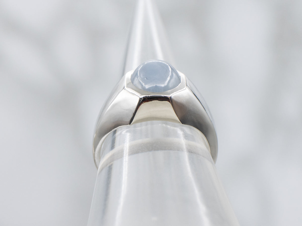 Sleek Star-Sapphire Platinum Solitaire Ring