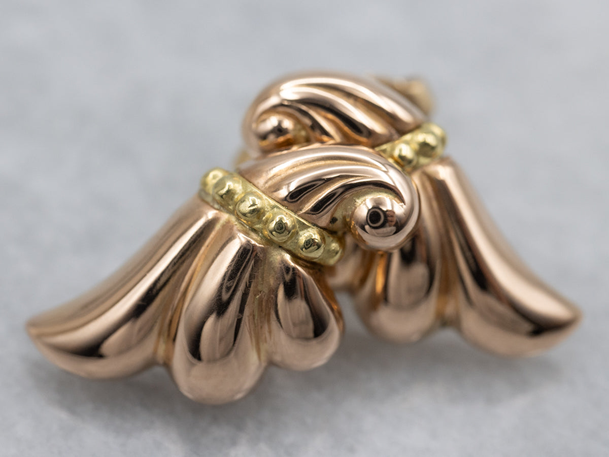Retro-Era Two-Tone Gold Stylized Stud Earrings