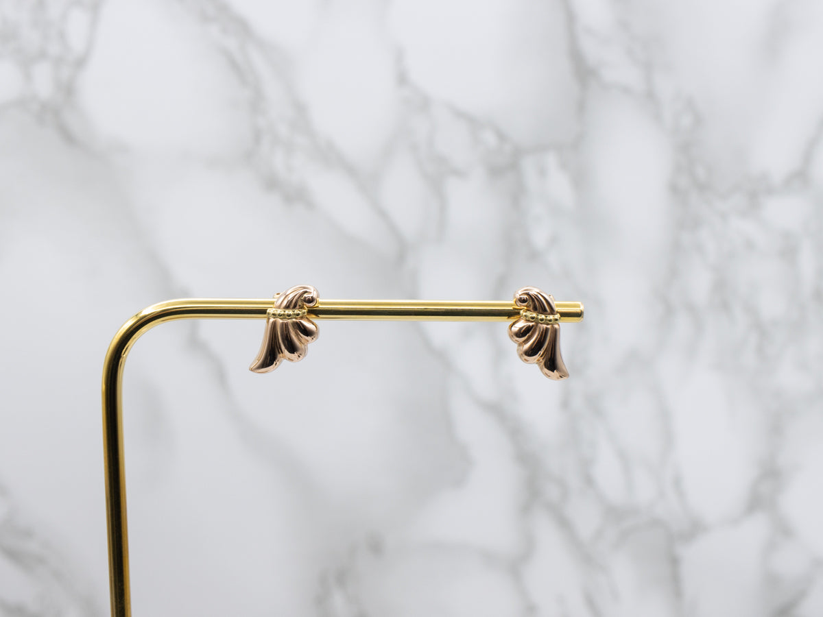 Retro-Era Two-Tone Gold Stylized Stud Earrings