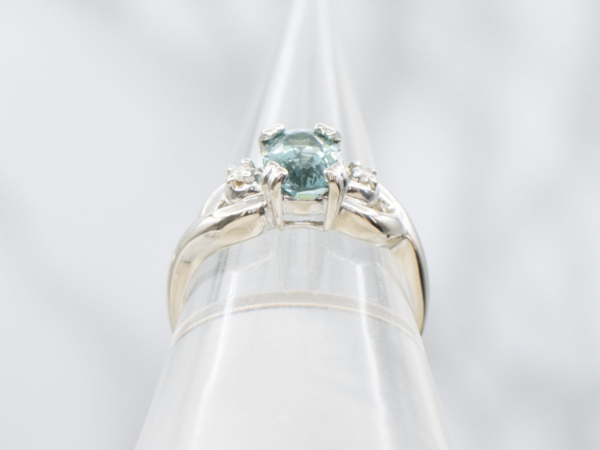 Teal Tourmaline and Diamond Ring