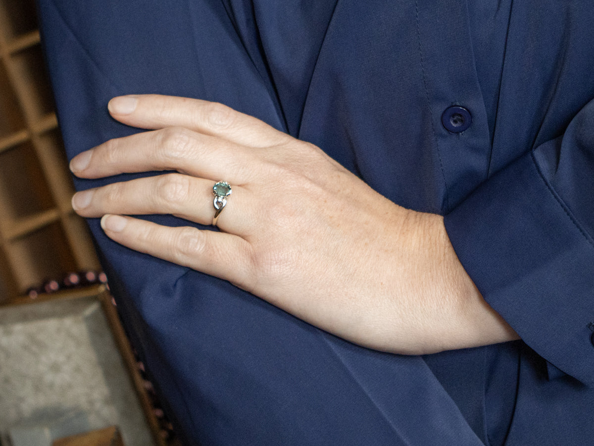 Teal Tourmaline and Diamond Ring