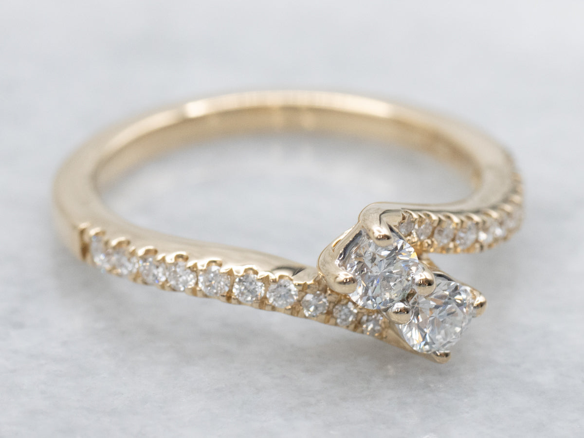 "Ever Us" Diamond and Gold Bypass Engagement Ring