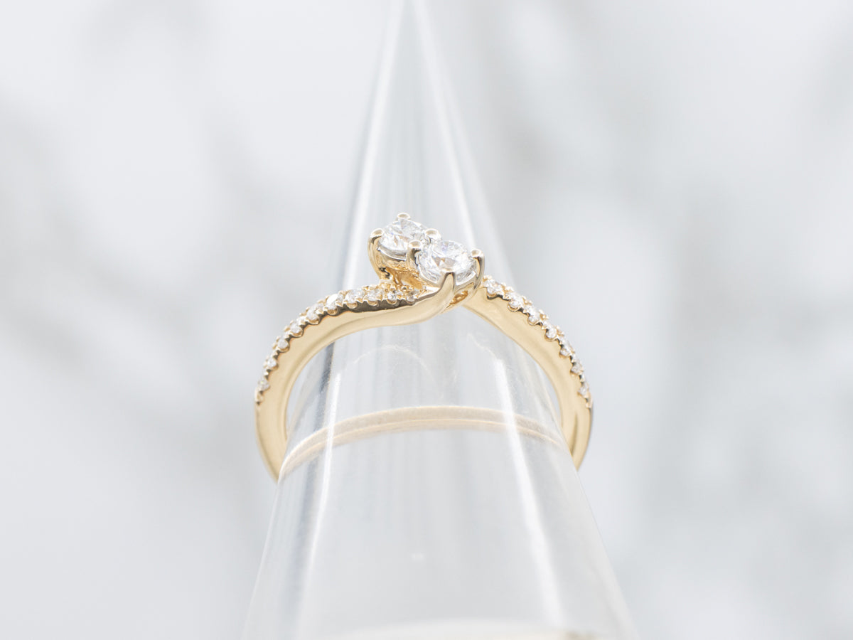 "Ever Us" Diamond and Gold Bypass Engagement Ring