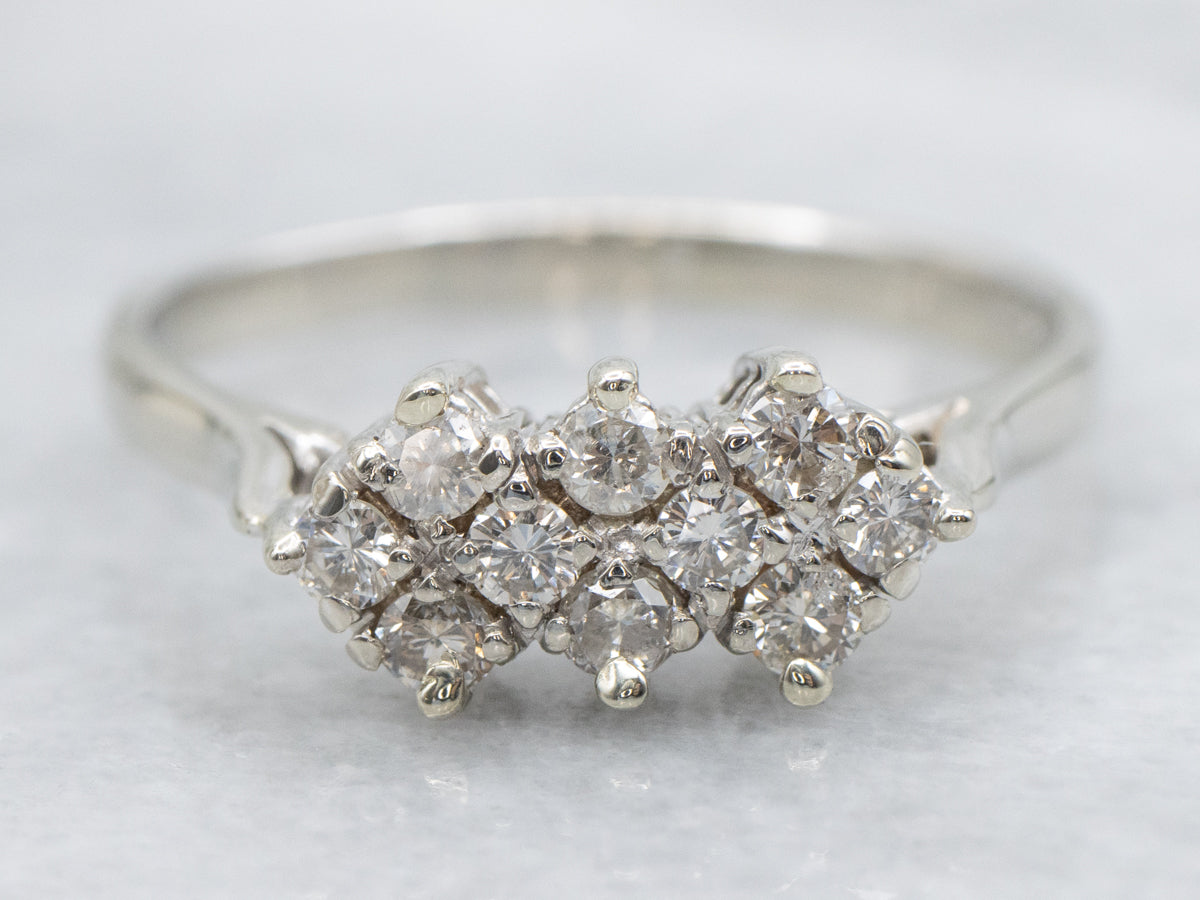 Vintage White Gold Diamond Cluster Ring
