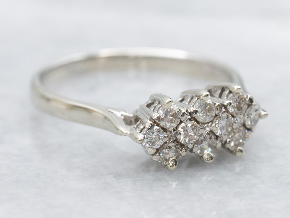 Vintage White Gold Diamond Cluster Ring