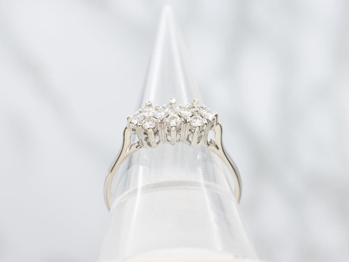 Vintage White Gold Diamond Cluster Ring