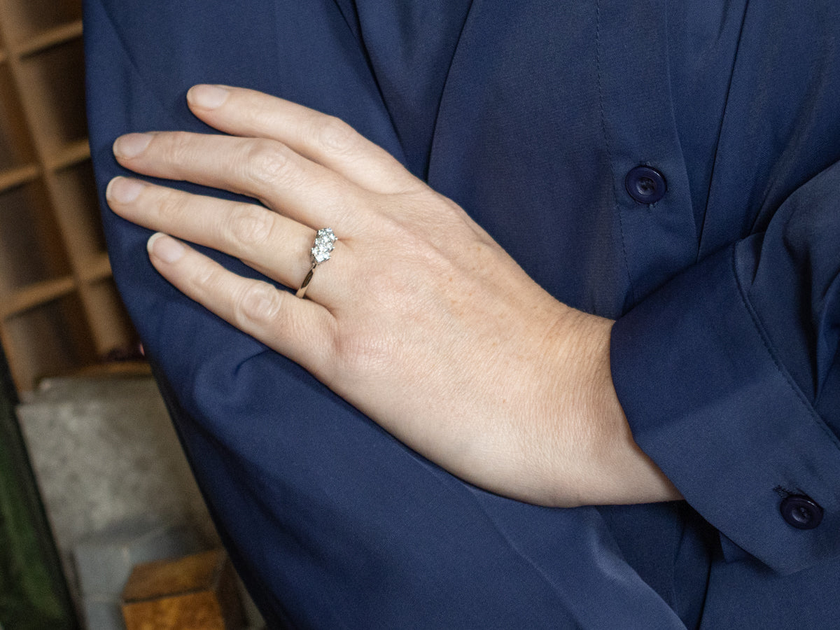 Vintage White Gold Diamond Cluster Ring