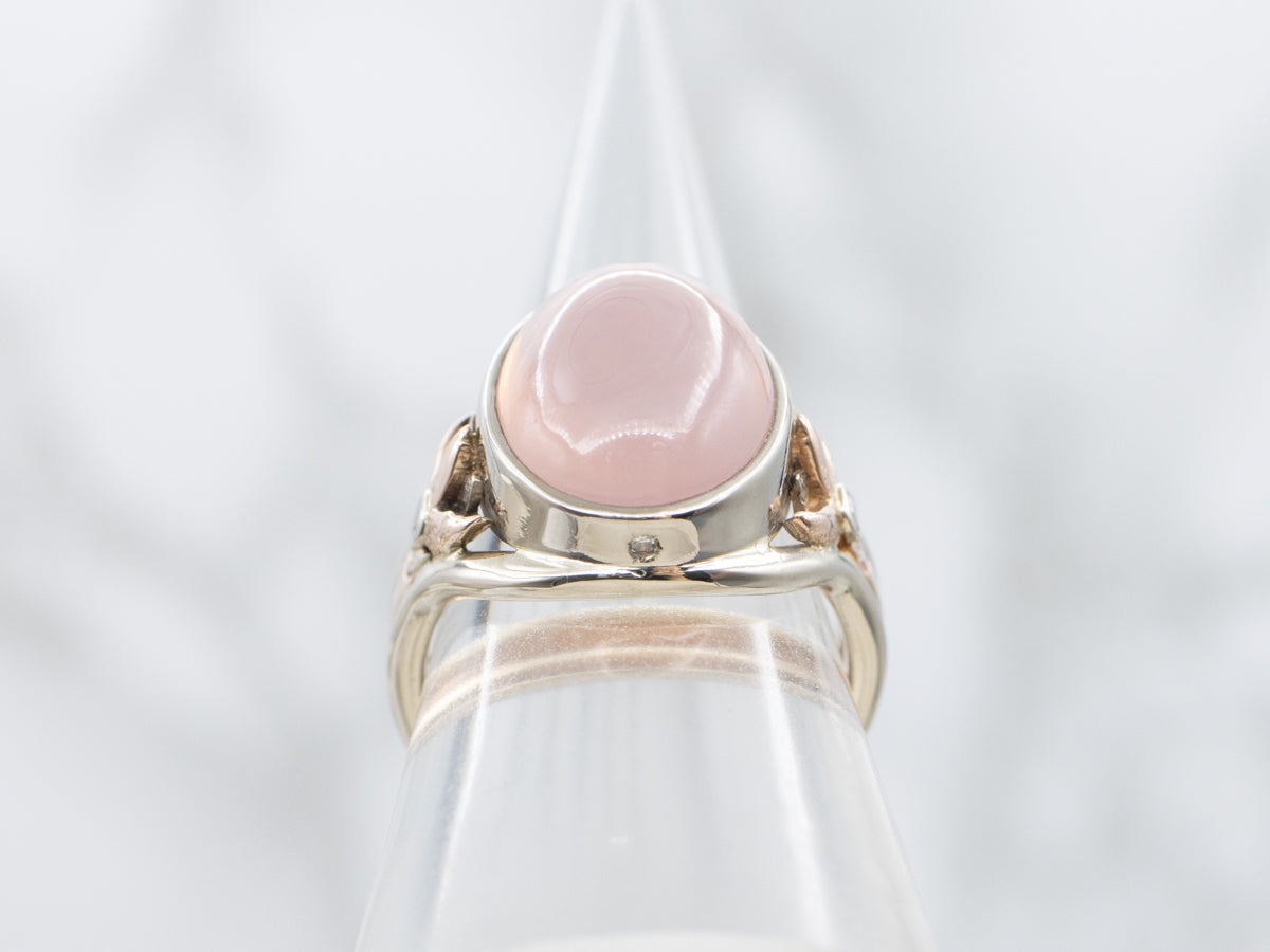 Rose Quartz and Natural Diamond Cocktail Ring