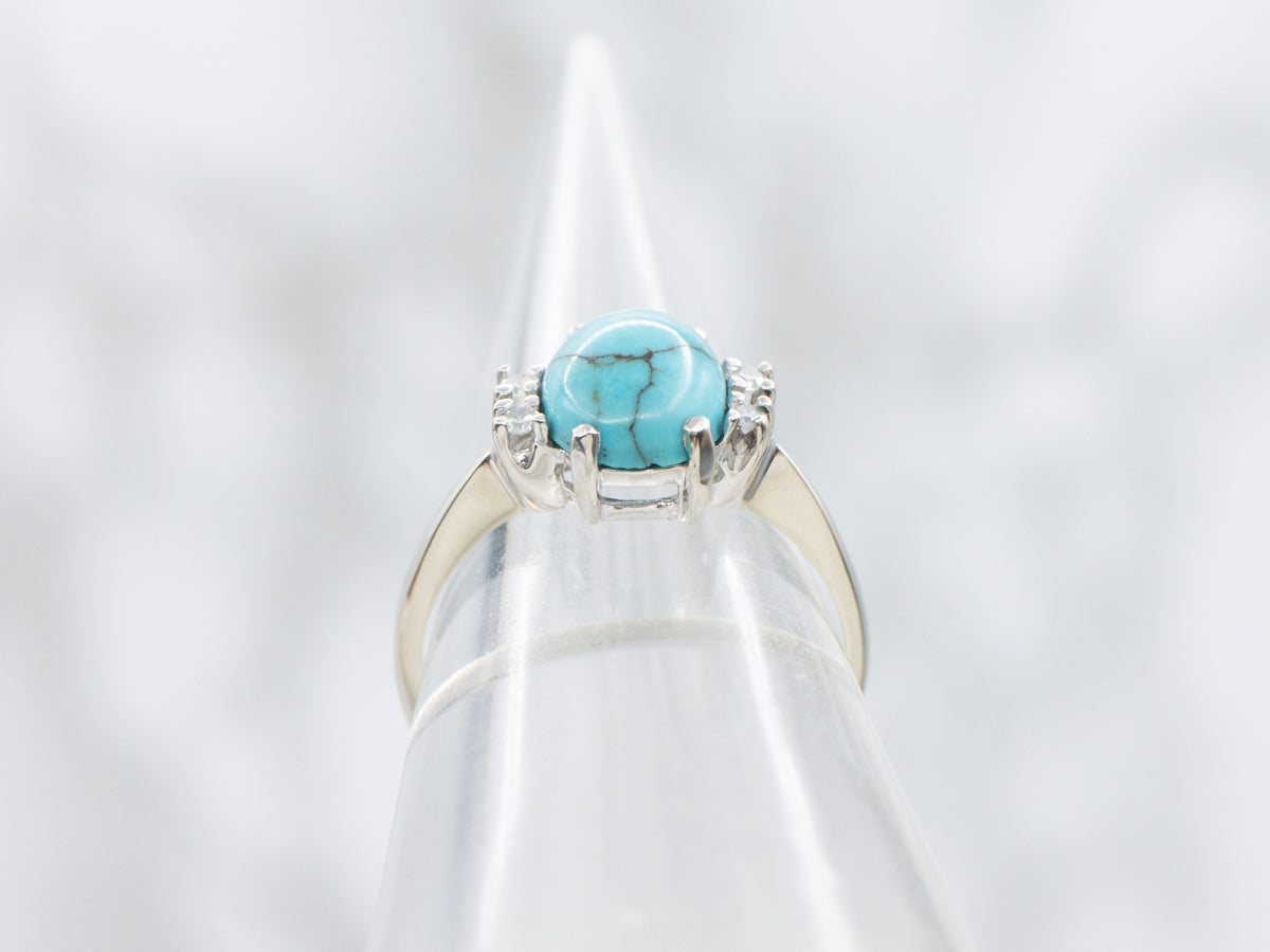 Turquoise and Diamond White Gold Ring