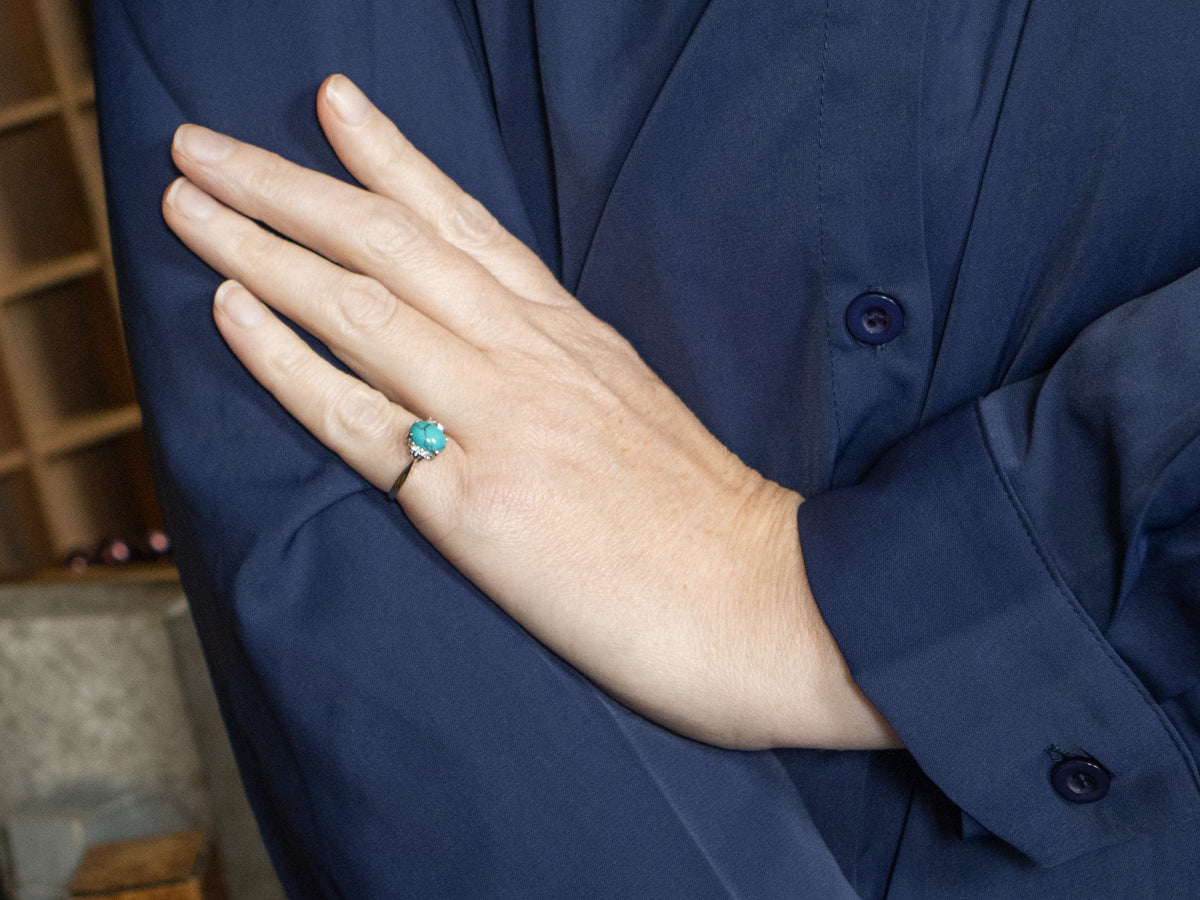 Turquoise and Diamond White Gold Ring