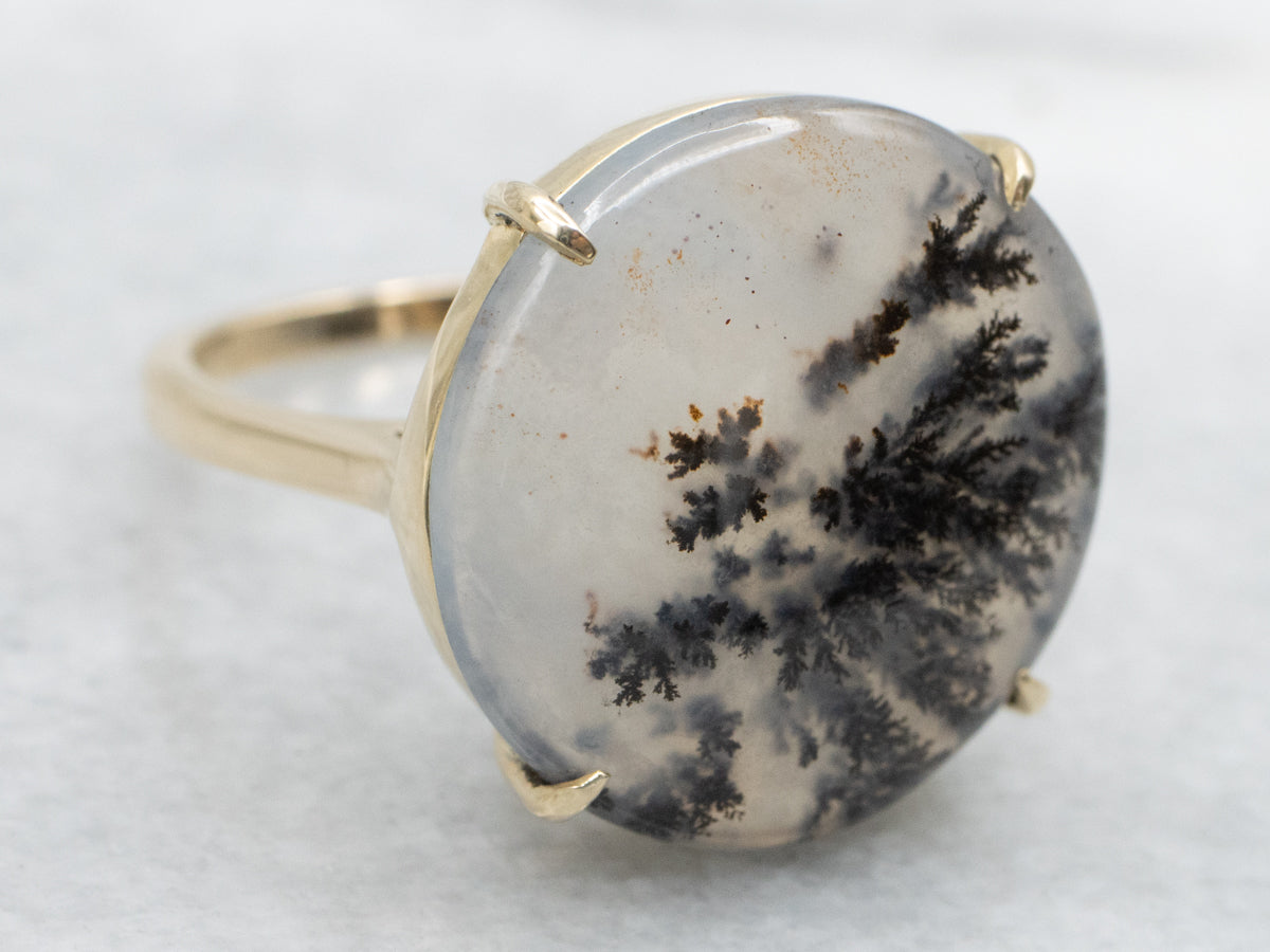 Vintage Dendritic Agate Gold Ring
