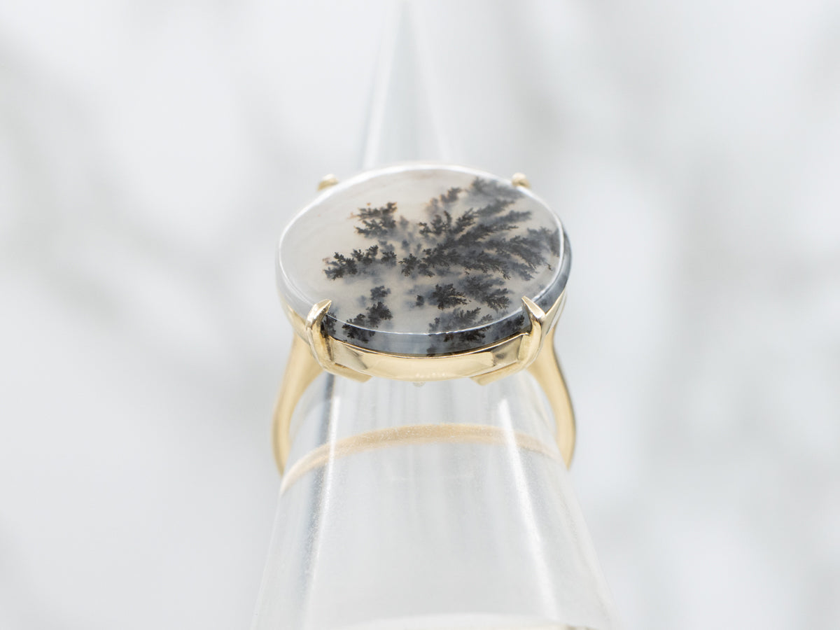 Vintage Dendritic Agate Gold Ring