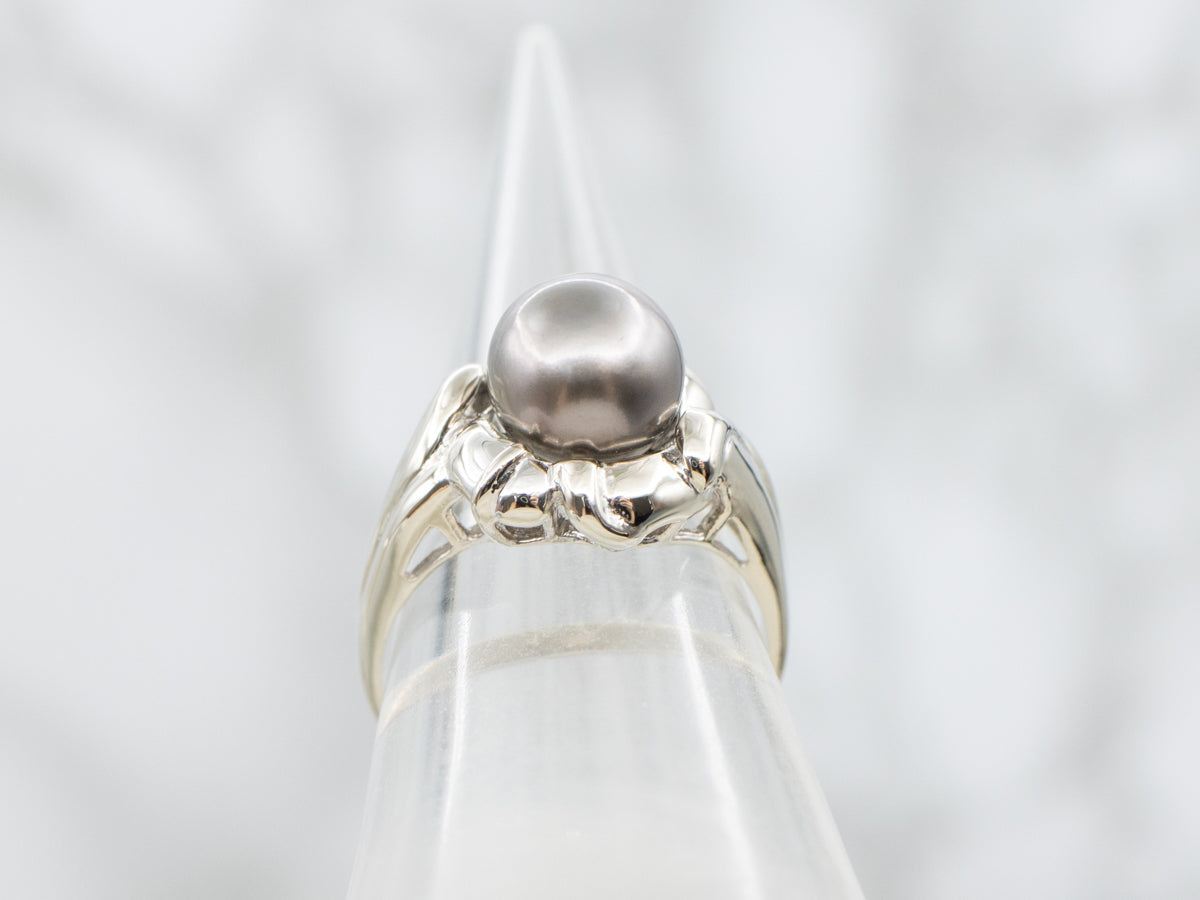 Tahitian Pearl White Gold Solitaire Ring