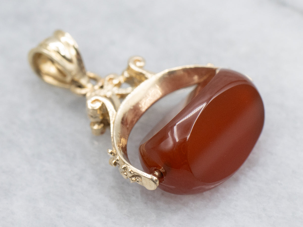 Spinning Carnelian Vintage Gold Fob