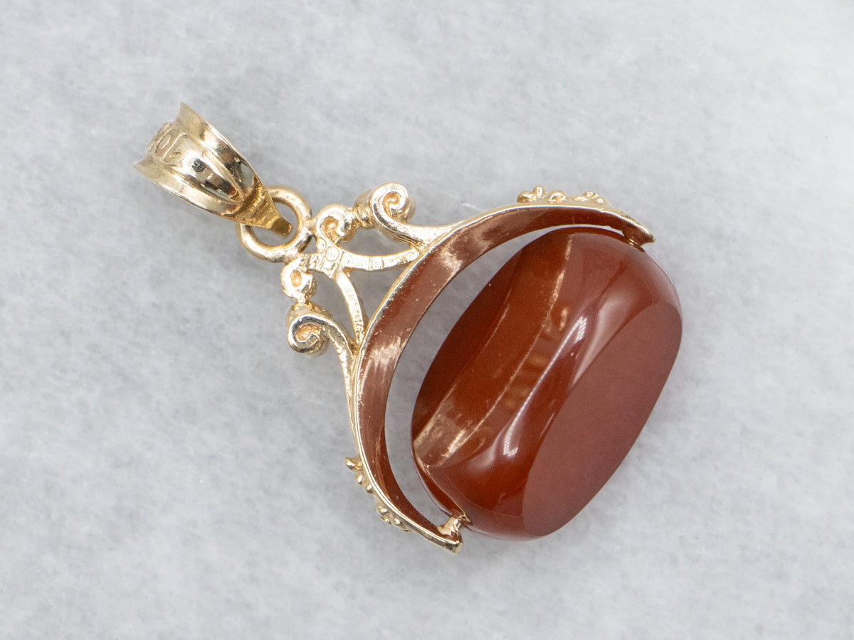 Spinning Carnelian Vintage Gold Fob