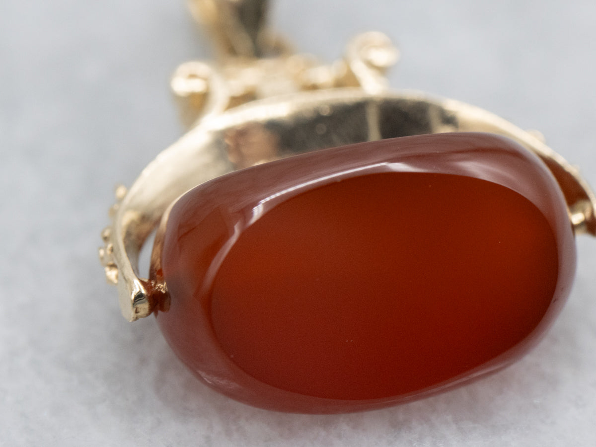 Spinning Carnelian Vintage Gold Fob
