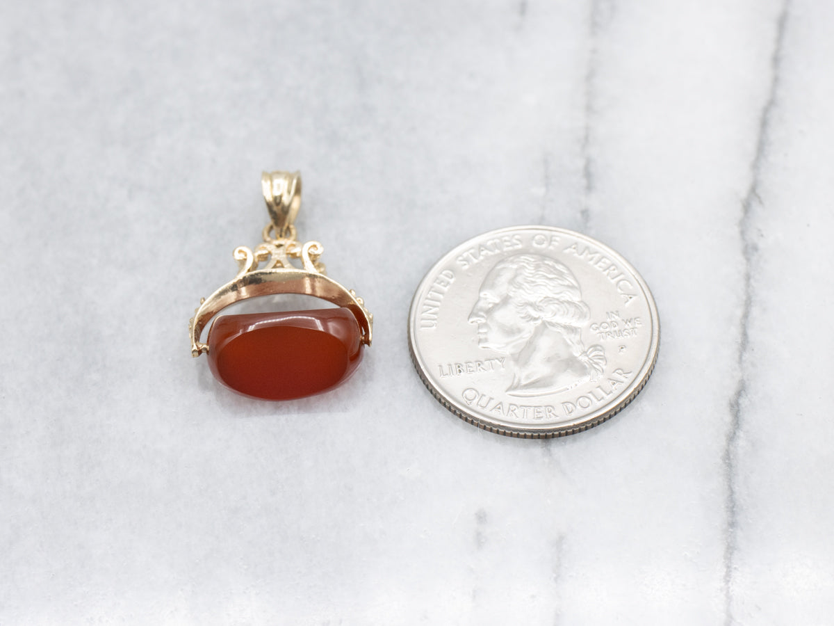 Spinning Carnelian Vintage Gold Fob
