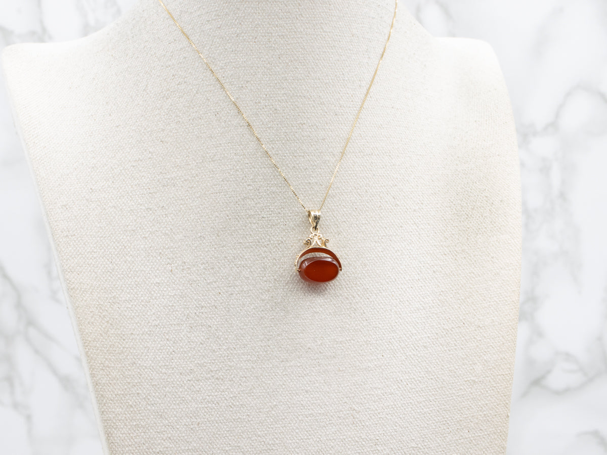 Spinning Carnelian Vintage Gold Fob