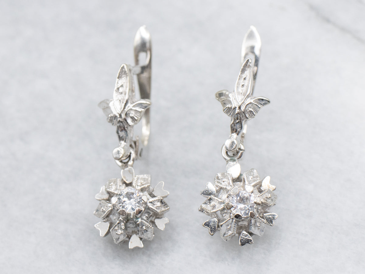 Sweetheart Synthetic Spinel White Gold Drop Earrings