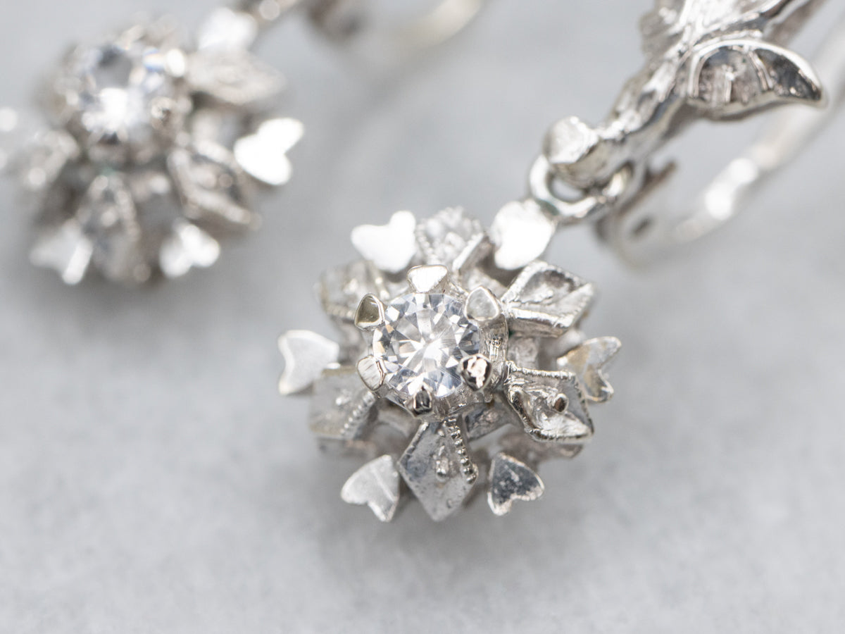 Sweetheart Synthetic Spinel White Gold Drop Earrings