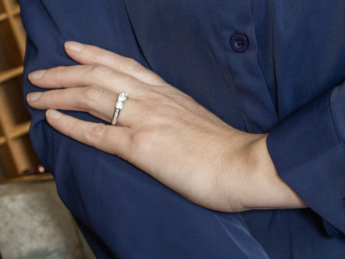 Modern Three Stone Brilliant Diamond Engagement Ring