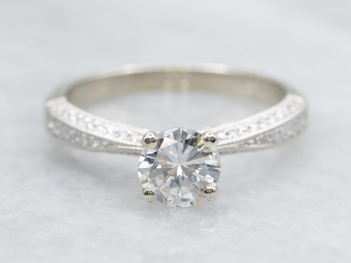 Modern Pave-Set Diamond Encrusted Engagement Ring