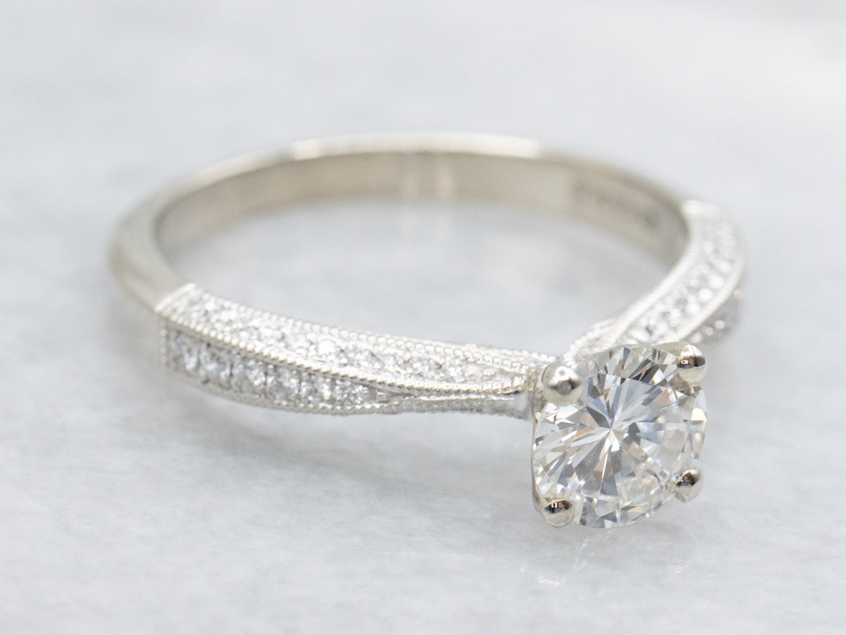 Modern Pave-Set Diamond Encrusted Engagement Ring