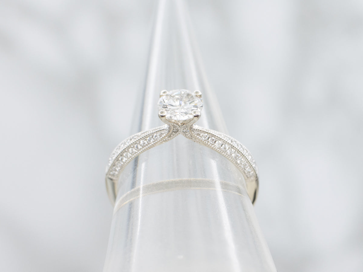 Modern Pave-Set Diamond Encrusted Engagement Ring