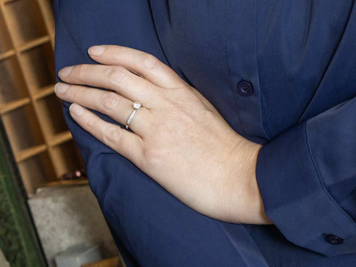 Modern Pave-Set Diamond Encrusted Engagement Ring