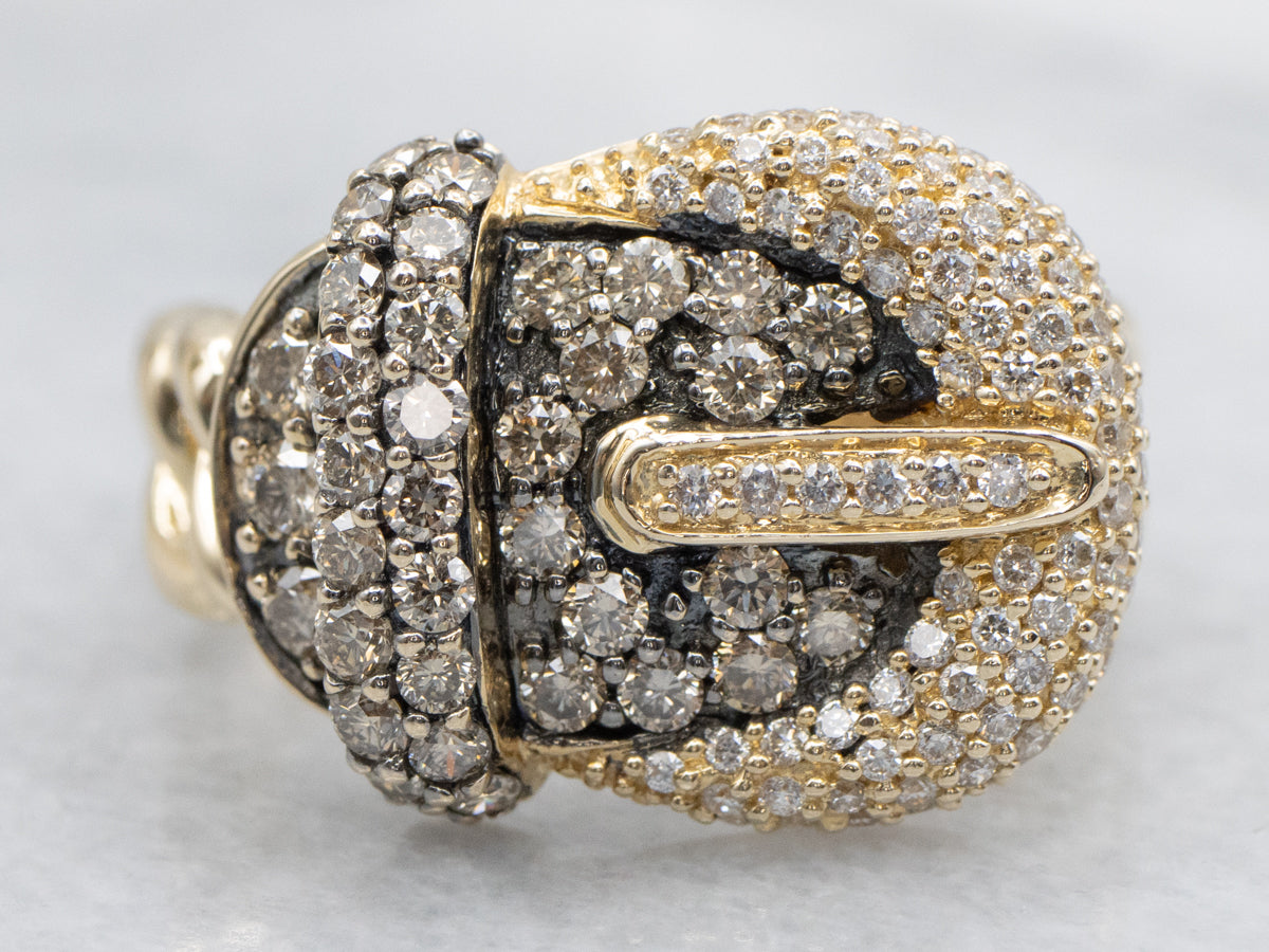 Champagne and Brilliant Diamond Buckle Ring